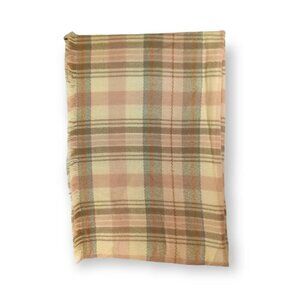 La Double 7 Blush Plaid Raw Hem Scarf